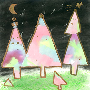 Wax Resist Abstract Christmas Trees - Art - Christmas Cards - Creation Art Cards