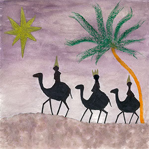 The Three Kings travelling on camels - Art - Christmas Cards - Creation Art Cards