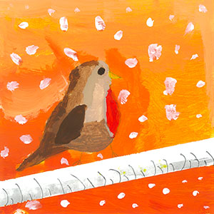 Bird on a Branch - School Art Card Project